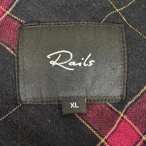 Rails Women's Size XL Linen Blend Popover Over Tartan Tunic Top Raw Hem Casual - Picture 3 of 9